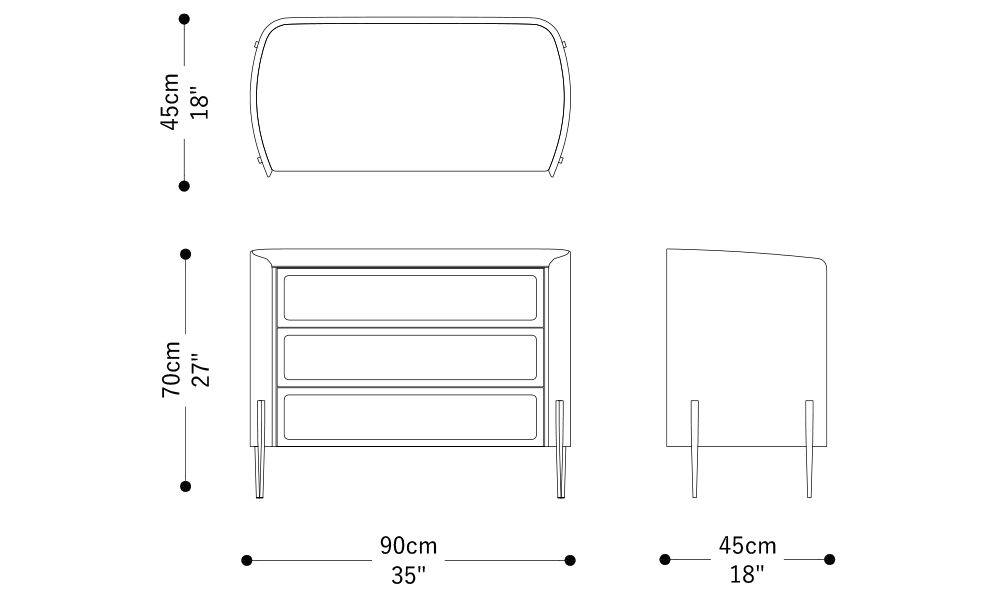 Image of the main dimensions of the product